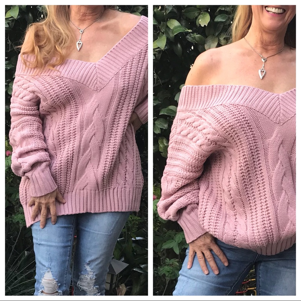 Found My Mojo! Mauve Off-Shoulder V-Neck Sweater - Picture 8 of 8